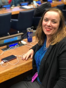 Despoina at a desk at the UN in New York
