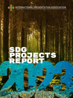 A forest with text saying SDG Projects Report 2023